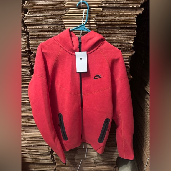 Nike Tech Fleece Full Zip Hoodie Light University Red Mens Sz Sm Tall FB7921-672 - Picture 7 of 8